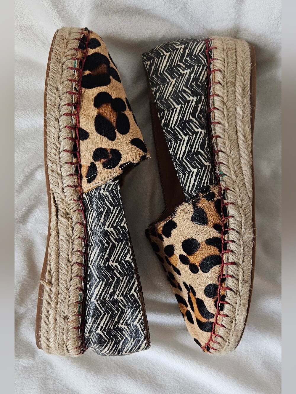 Soft Surroundings Leopard & Geometric Print Espadrilles in Tan & Black - Size 7M